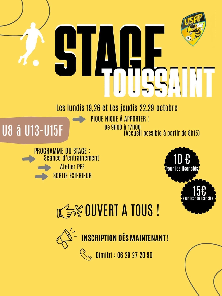 Stages vacances U8 à U13 et U15F