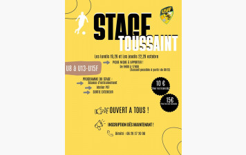 Stages vacances U8 à U13 et U15F