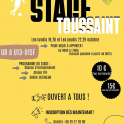 Stages vacances U8 à U13 et U15F